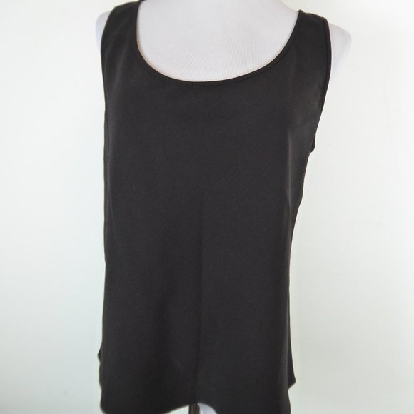 PETER COHEN dark brown off black WOOL crepe stretch sleeveless top L - Picture 1 of 4